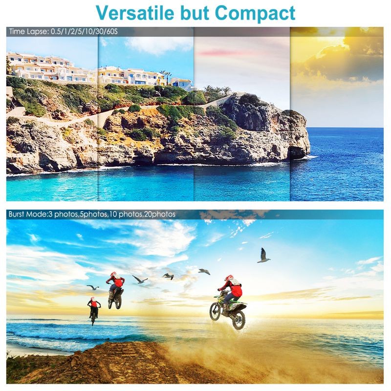 Neewer G1 Ultra HD 4K Action Camera Kit Includes 12MP, 98 ft Underwater Waterproof Camera 170 Degree Wide Angle WiFi Sports Cam High-tech Sensor with 50-in-1 Action Camera Accessory Kit