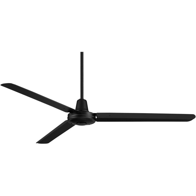 60" Casa Vieja Modern Industrial 3 Blade Outdoor Ceiling Fan with Remote Matte Black Metal Damp Rated Patio Exterior House Porch