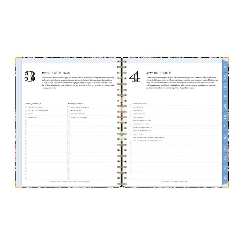 2021-22 Academic Planner 8.5" x 11" Hard Cover Weekly/Monthly Wirebound Tulip Garden Black - Day Designer
