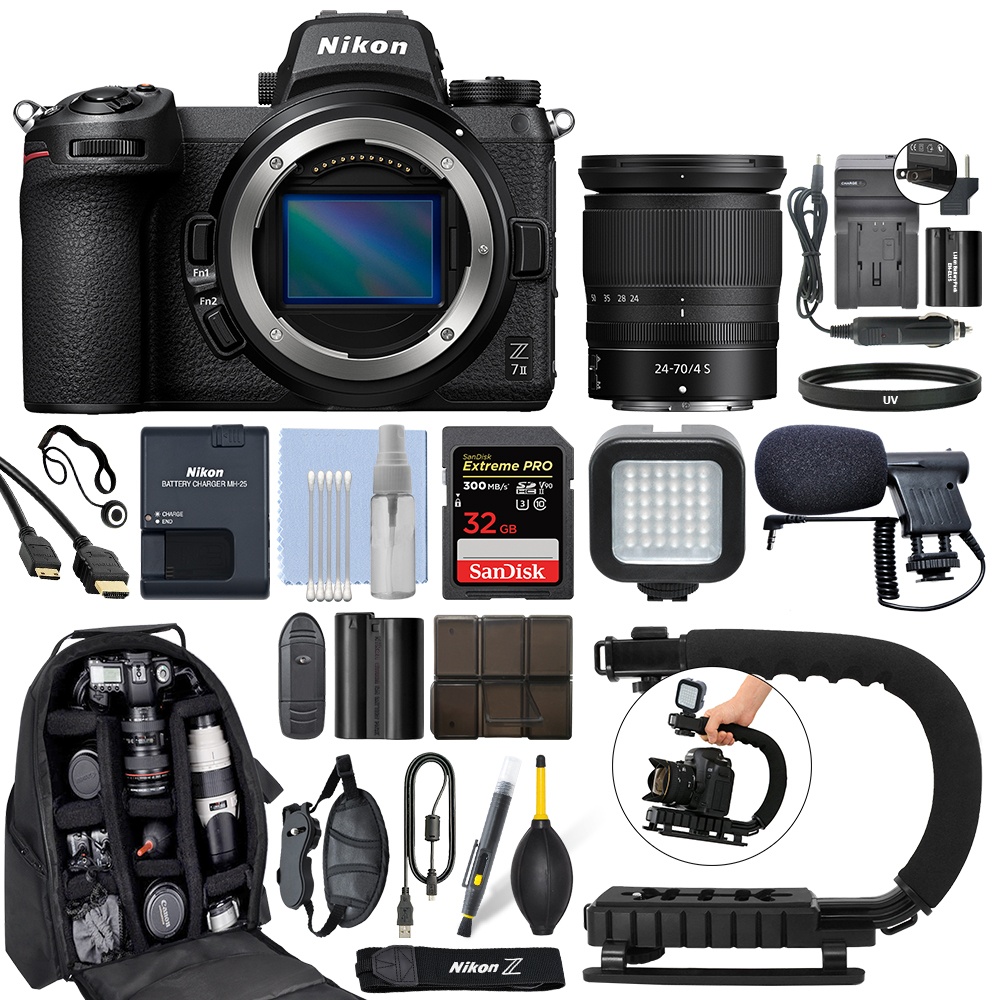 Nikon Z 7II Mirrorless FX Camera with 24-70mm Z f/4 S Lens + 32GB Pro Video Kit