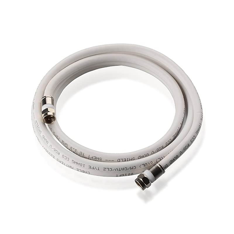 3Pack CL2 inWall Rated cm Quad Shielded Coaxial RG6 Coax in White 6 Feet