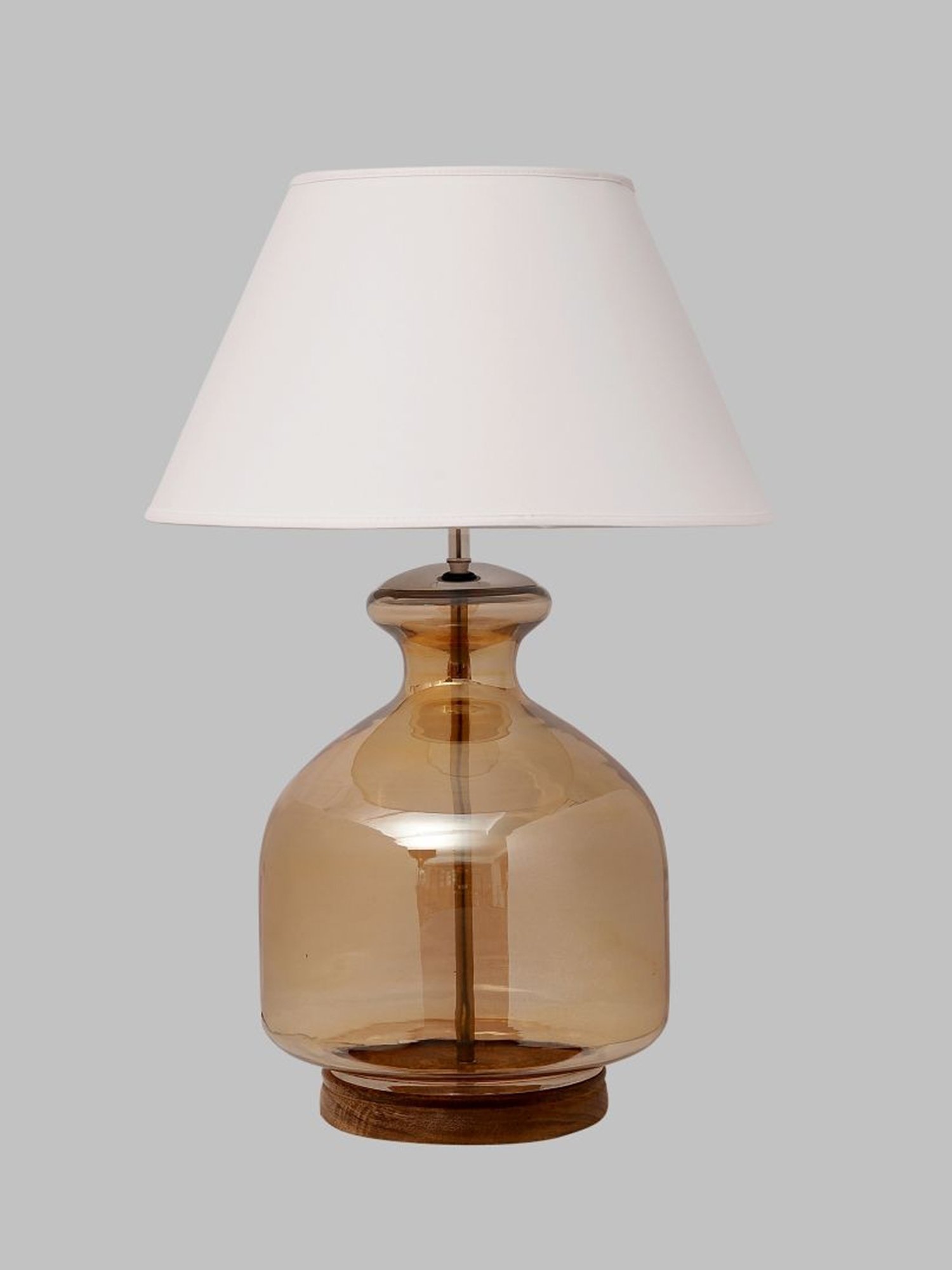Kapoor Lamp Shades Amber & White Glass Alper Luster Cotton Shade Table Lamp