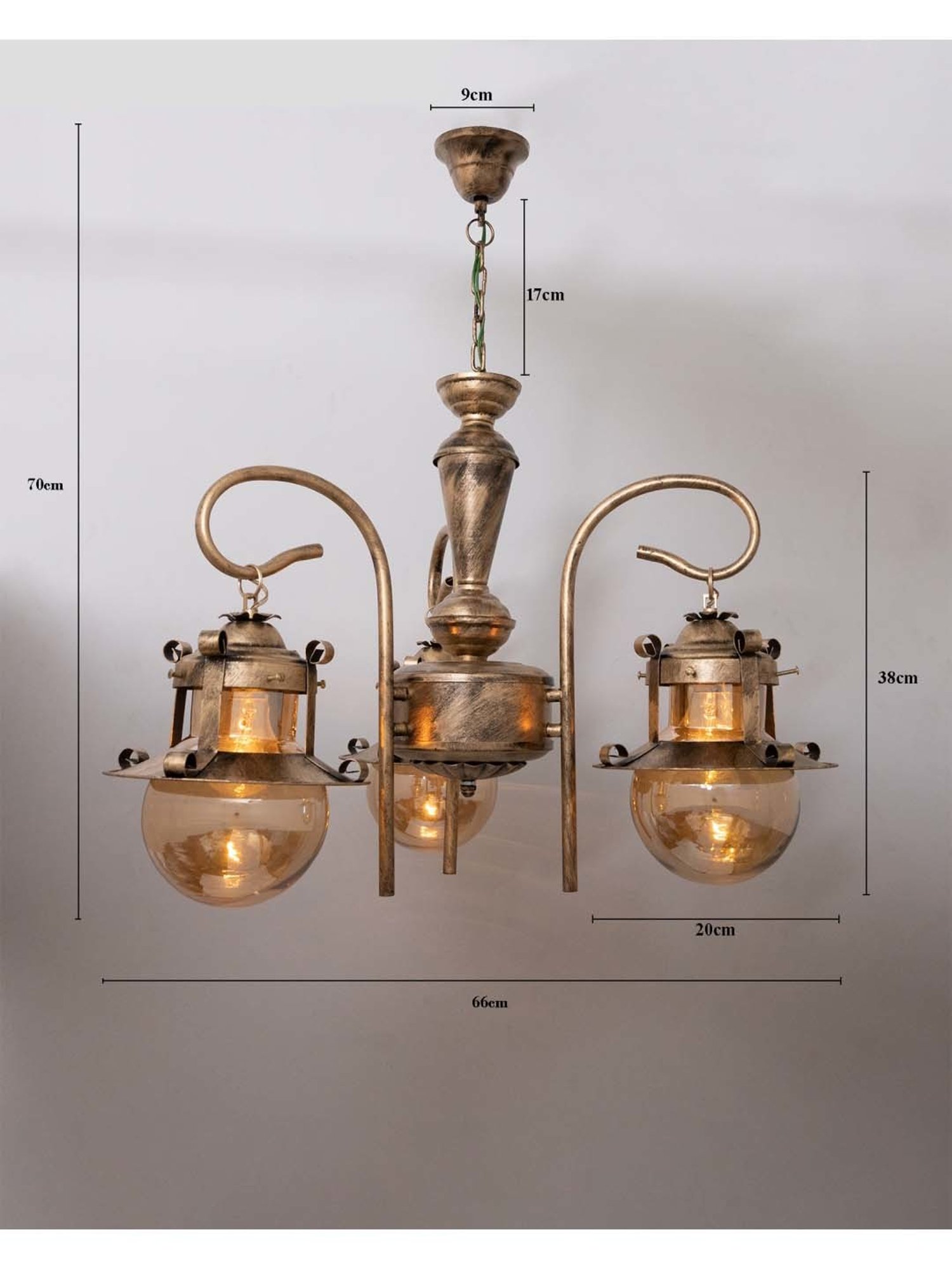 Homesake Vintage Edison Golden Metal 3-In-1 Rubbed Oil Antique Chandelier(Bulb not included)