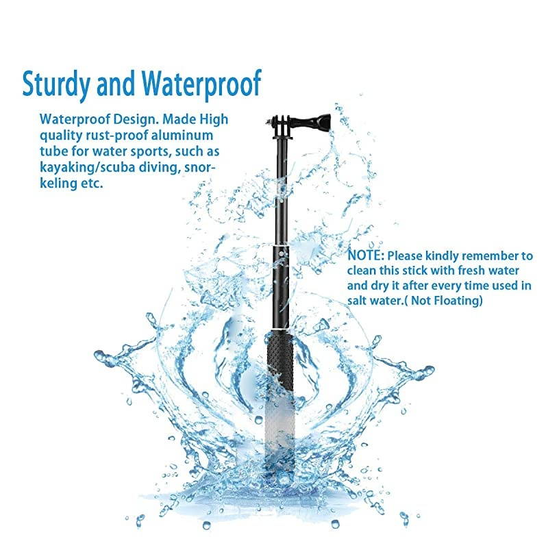 Camera Float + 19 Selfie Stick Waterproof Hand Grip Extension Portable Adjustable Monopod Pole for GoPro Hero 8 MAX 7 Black Silver White65 Black5S43