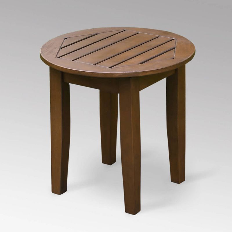 Sopra Wood Outdoor Patio Round Side Table - Brown - Cambridge Casual