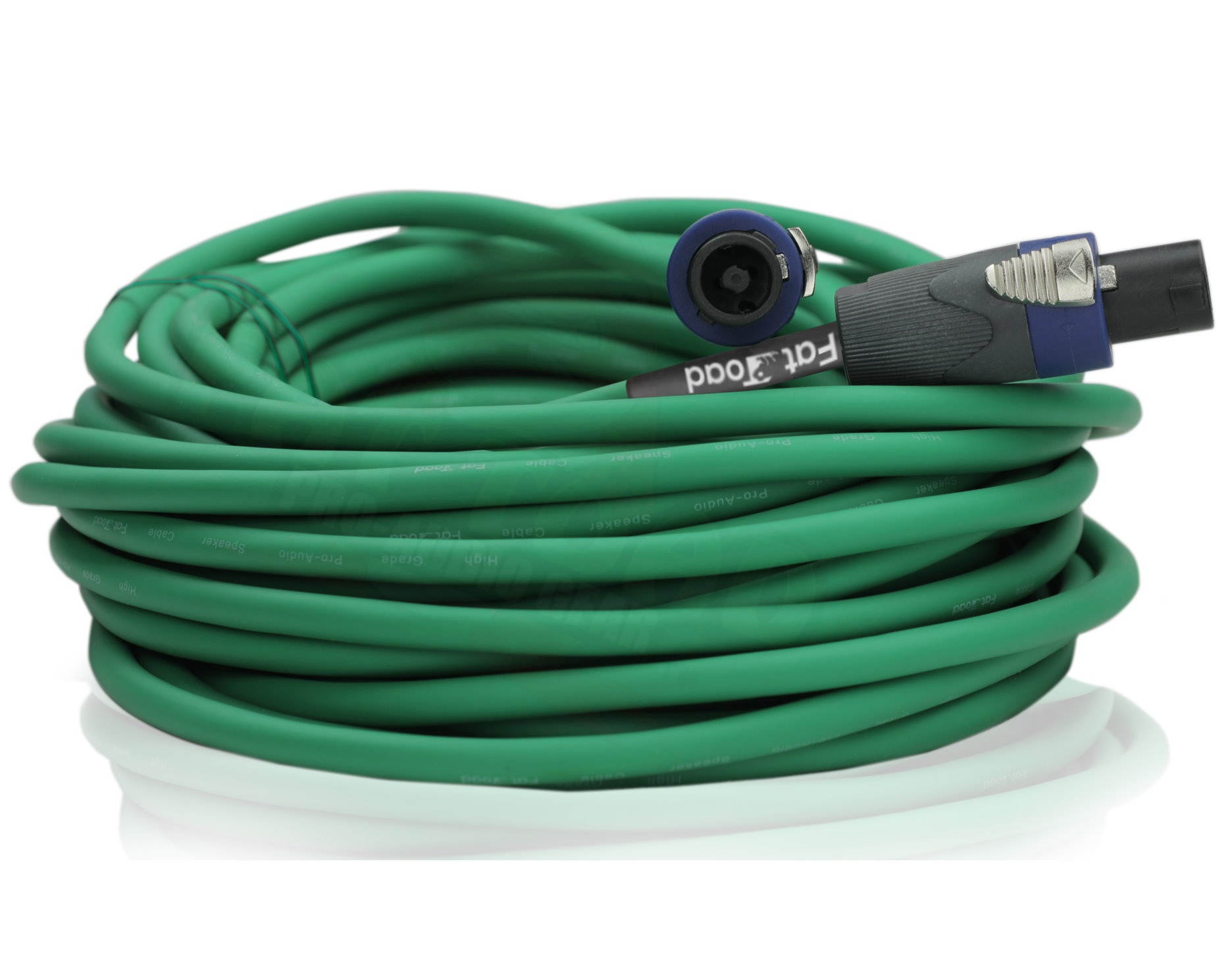 Speakon to Speakon Cables (2 Pack) by FAT TOAD | 50ft Professional Pro Audio Green Speaker PA Cord with Twist Lock Connector | 12 AWG Wire for Impeccable Studio Recording & DJ Stage Performance Gear