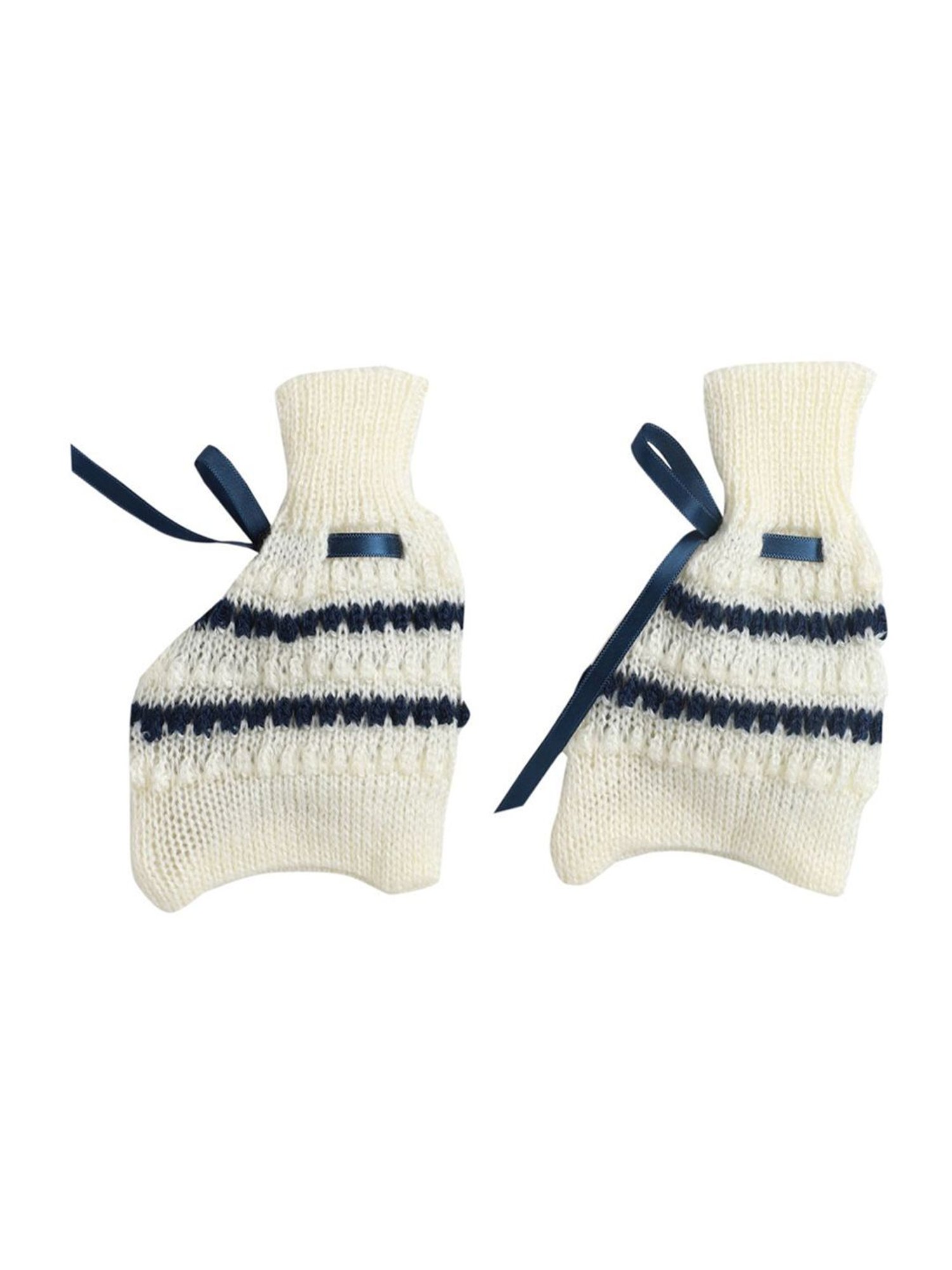 Little Angels Kids Cream & Navy Striped Full Sleeves Sweater Set