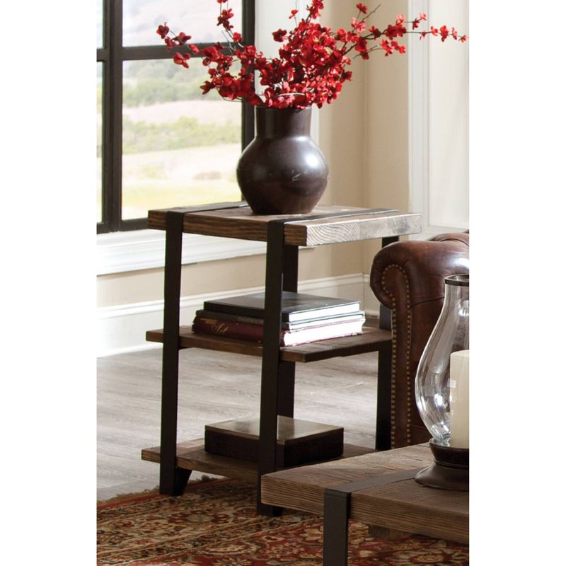 20" Modesto 2 Shelf Solid Wood and Metal End Table Reclaimed Wood Brown - Alaterre Furniture