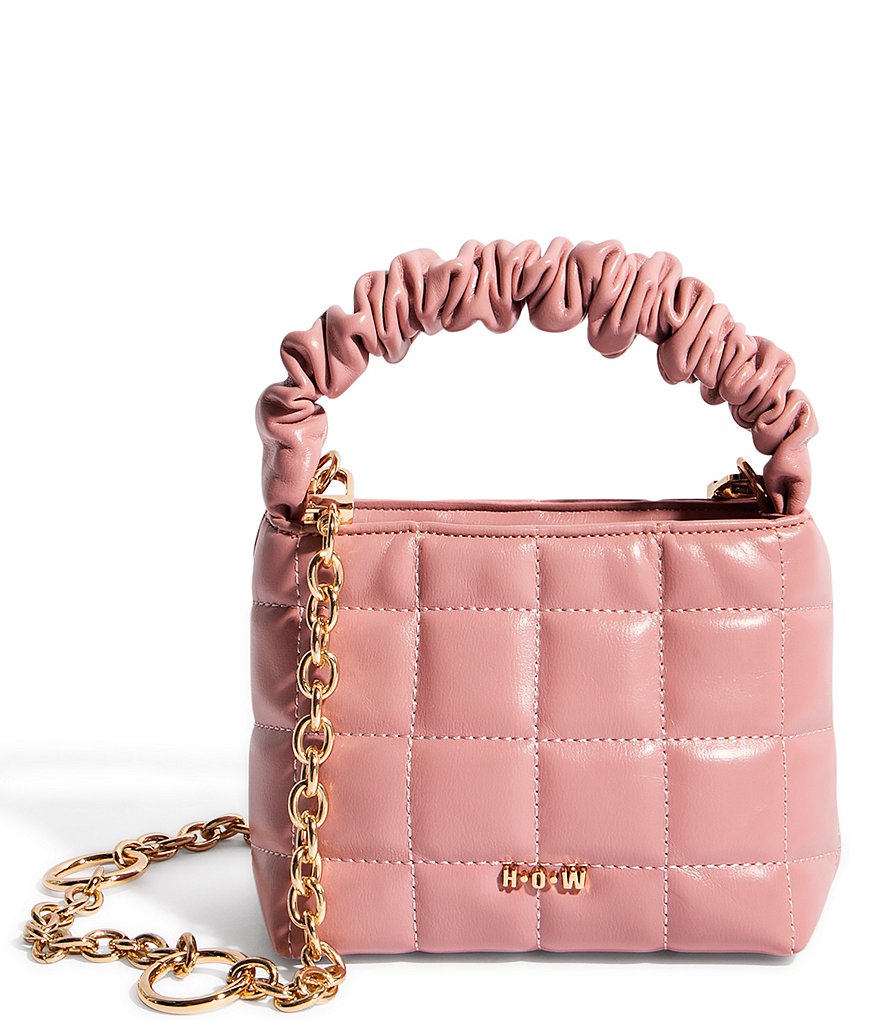 House of Want We Brunch Pebble Quilted Ruched Mini Vegan Leather Tote Bag