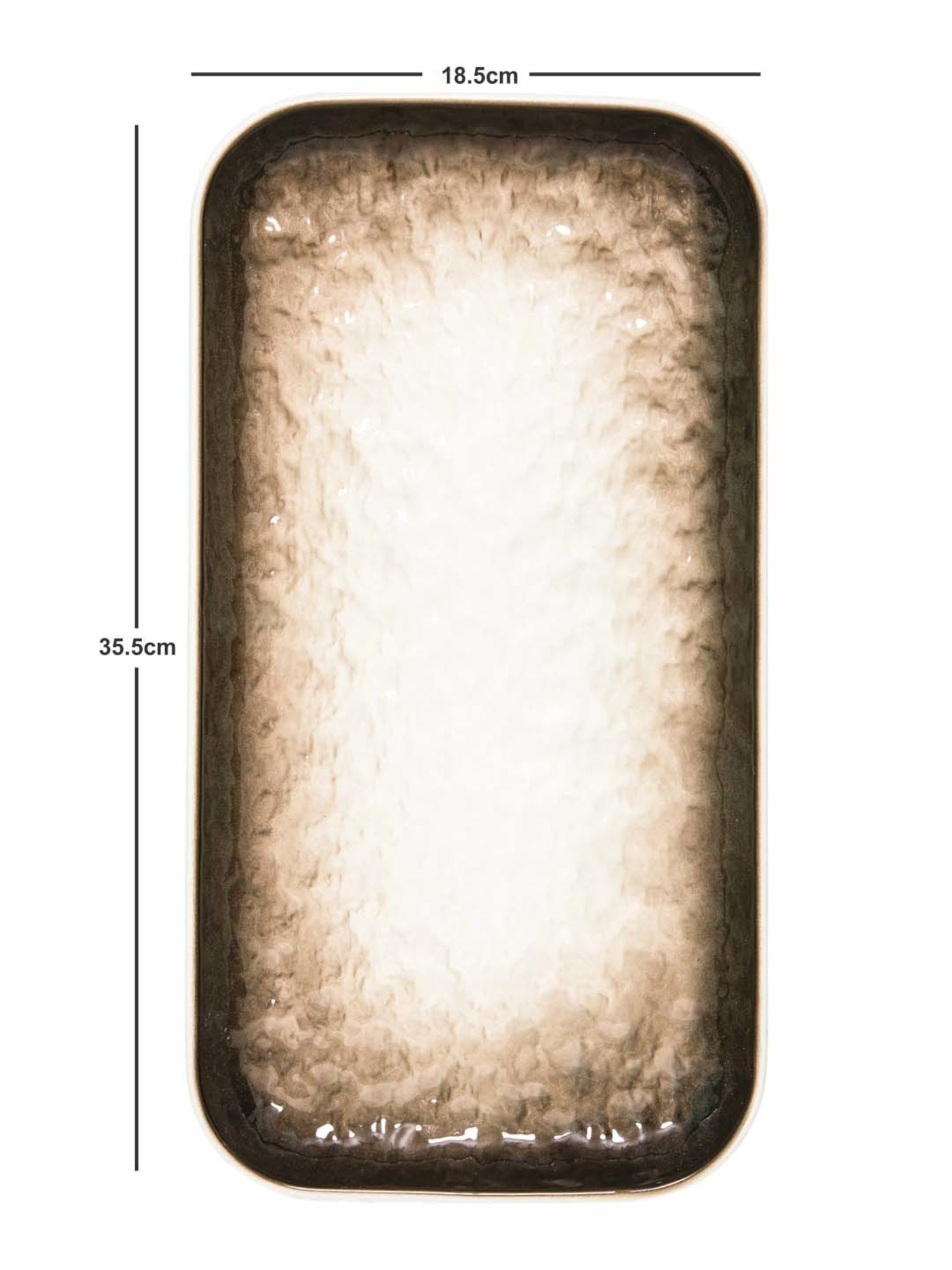 White Gold White & Brown Porcelain Rectangle Serving Platter