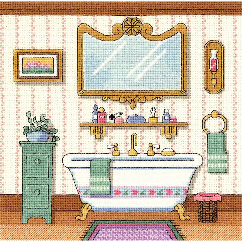 Janlynn Counted Cross Stitch Kit 10"X10"-Victorian Bath (14 Count)