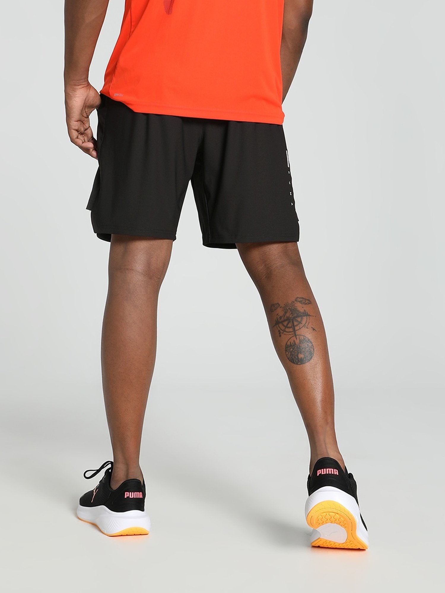 Puma Black Regular Fit Printed Sports Shorts