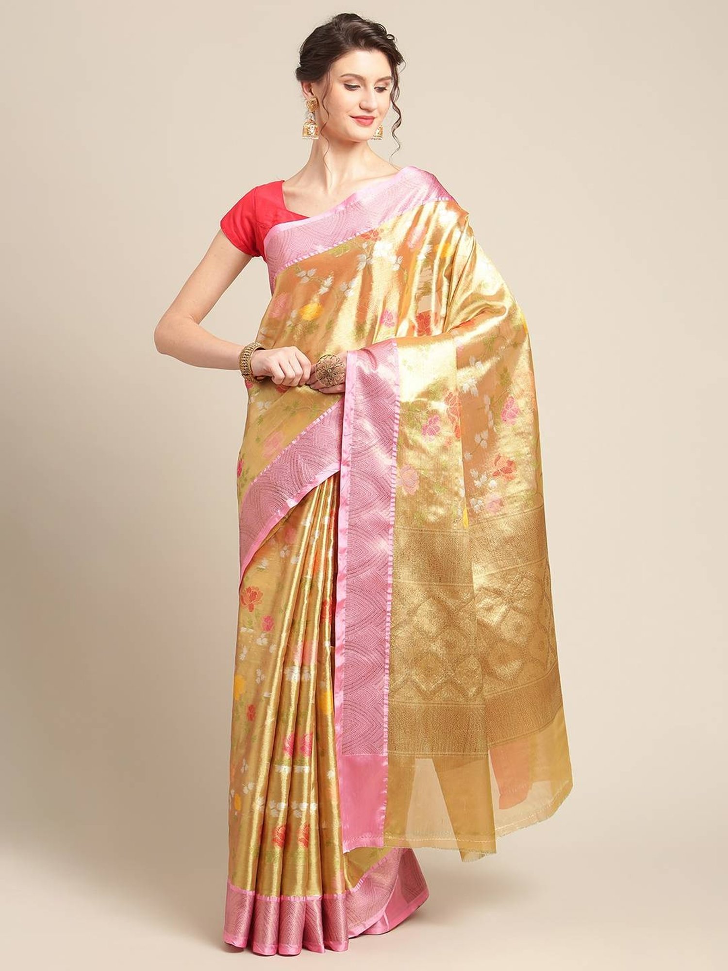Banarasi Silk Works  Woven Saree with Blouse