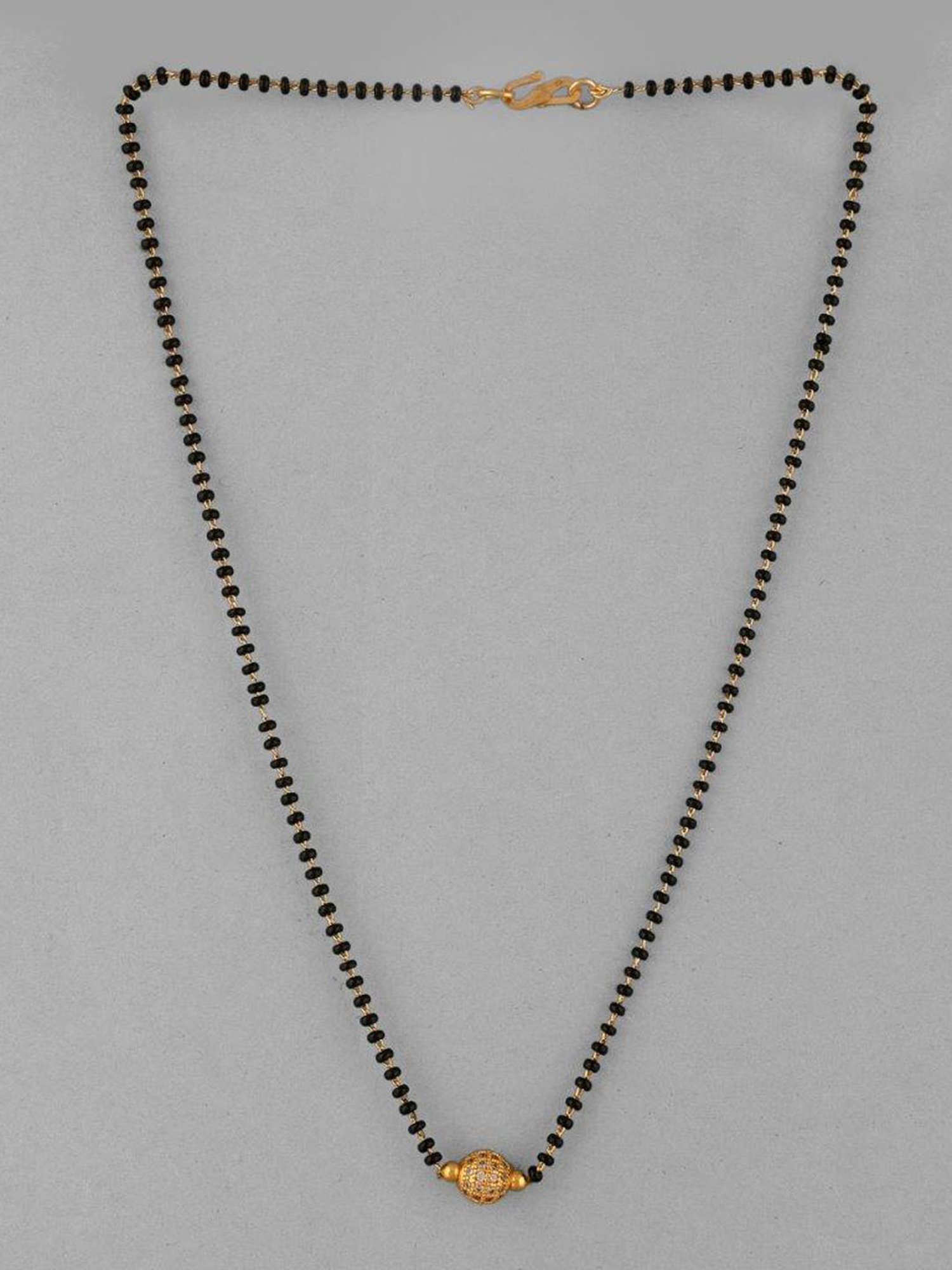 VOJ Gold-Plated AD-Studded & Beaded Mangalsutra for Women