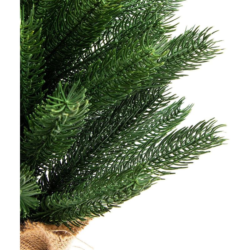 Okuna Outpost Mini Christmas Decoration Pine Tree, Burlap Wrapped Plants (17 in)