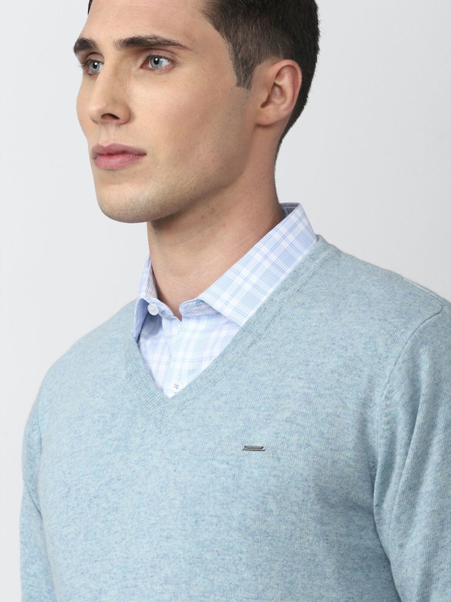Van Heusen Blue Regular Fit Texture Sweater