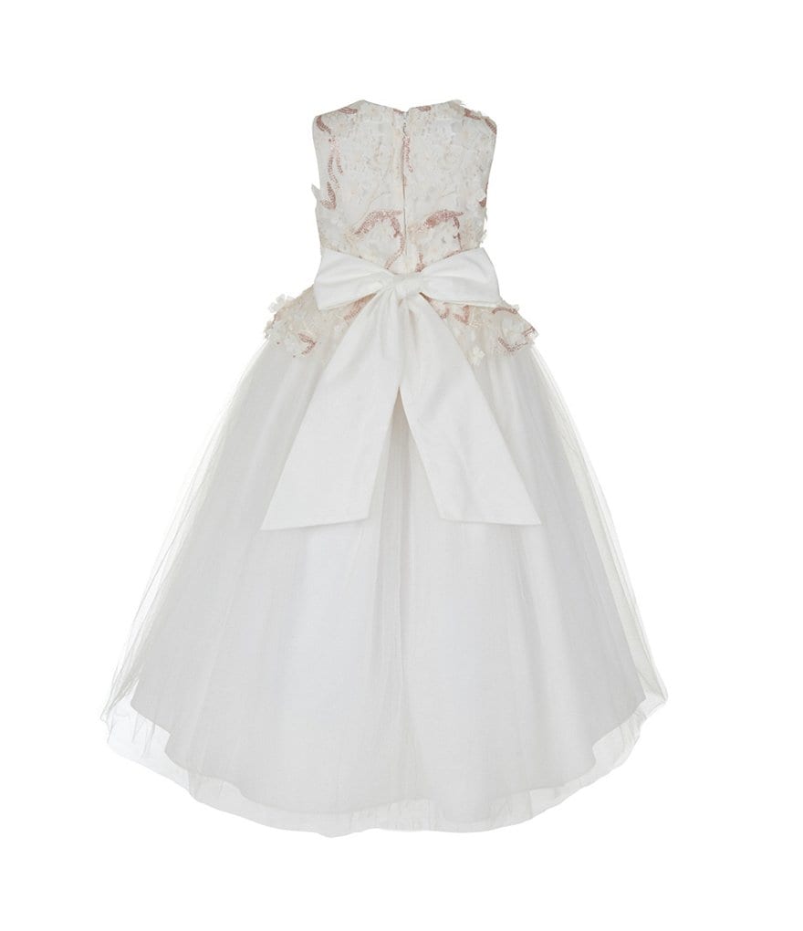 Honey and Rosie Big Girls 7-16 Sleeveless Ruffled Neck Scuba Skater Dress