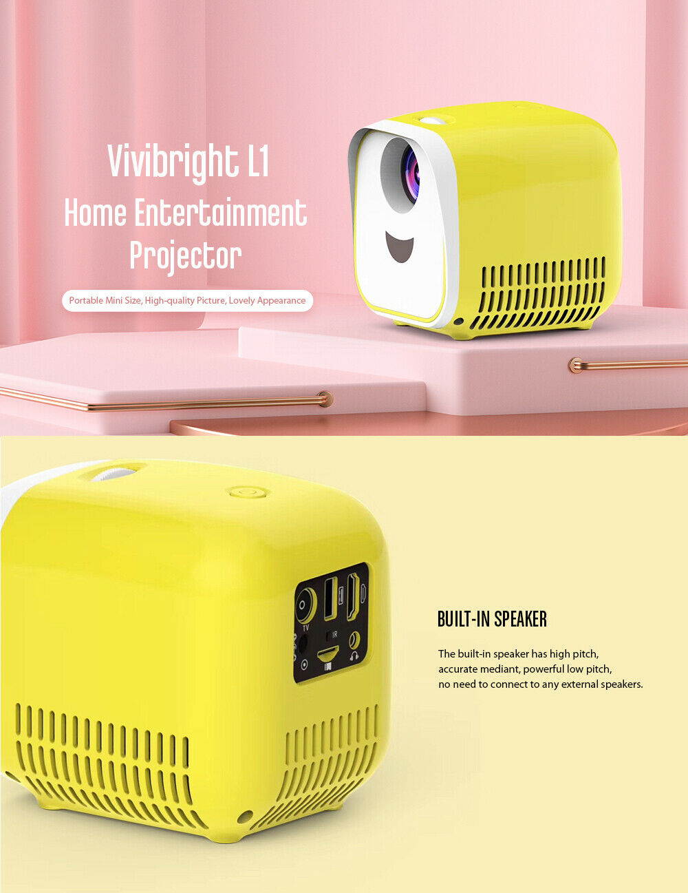 Mini Pocket Projector LED Home Theater Cinema 1000LM HD 1080p USB HDMI TF