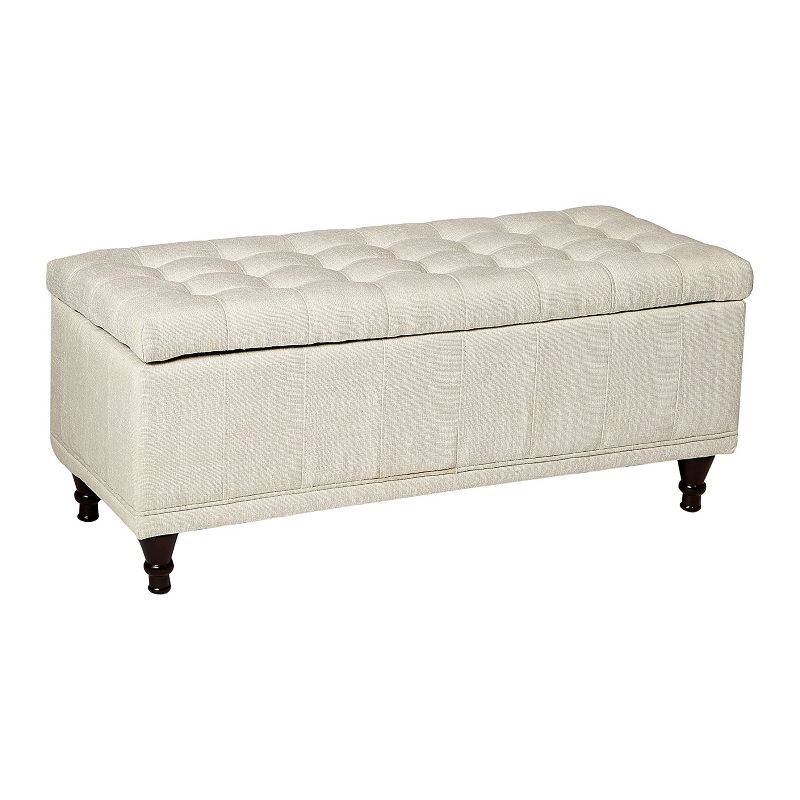 Homelegance Lift Top Rectangular Storage Bench End of Bed Seat Chest Ottoman Trunk Foot Rest, White