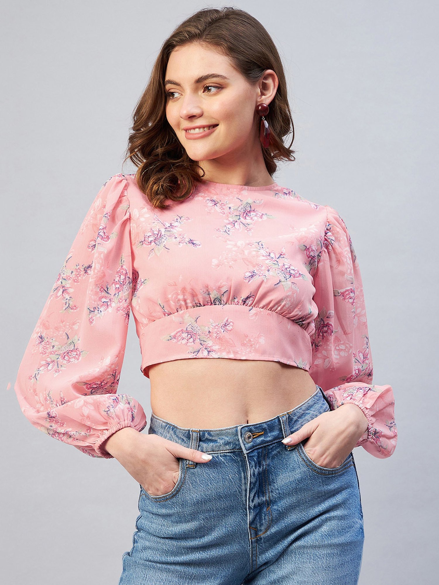 Carlton London Pink Floral Print A-Line Top
