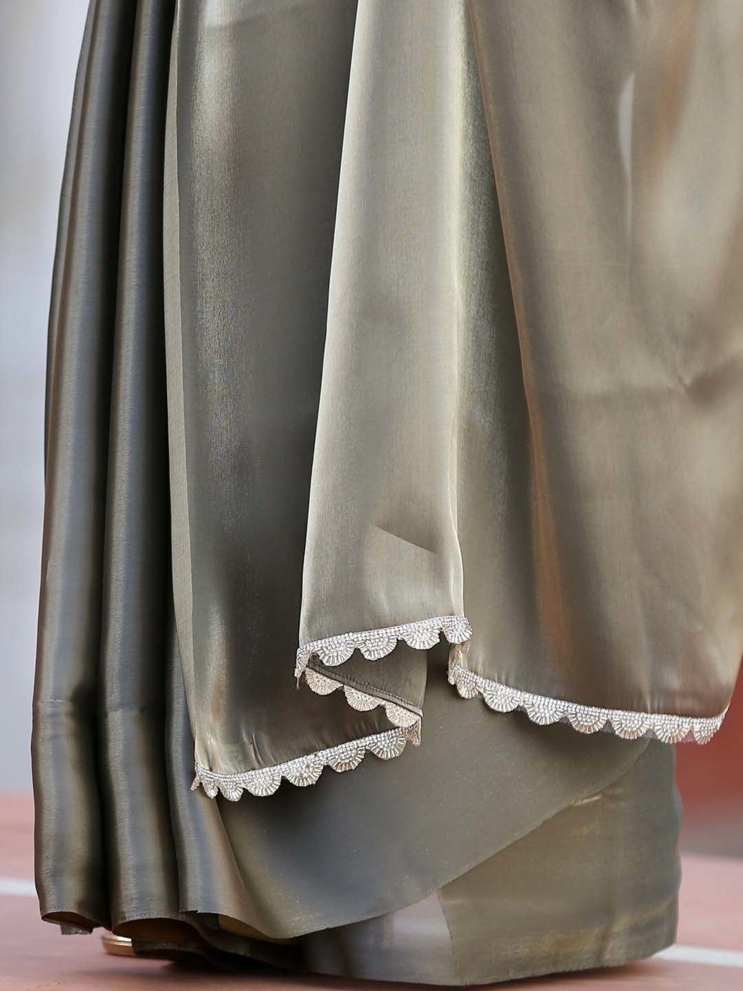Swtantra Grey & Golden Organza Saree