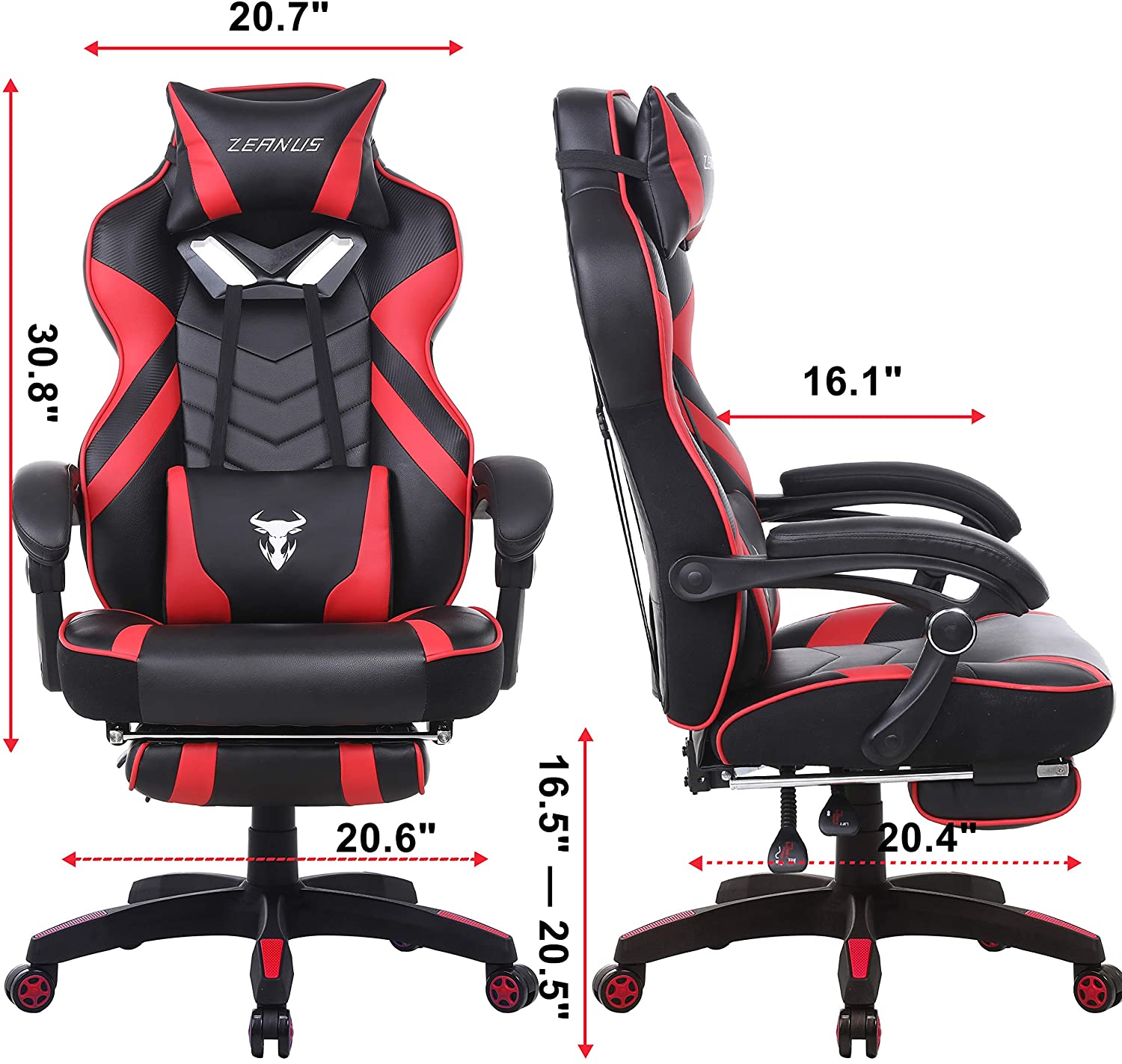 Gaming Chair, Racing Style Computer Desk Chair Padded Armrests Ergonomic Lumbar Support Adjustable Height