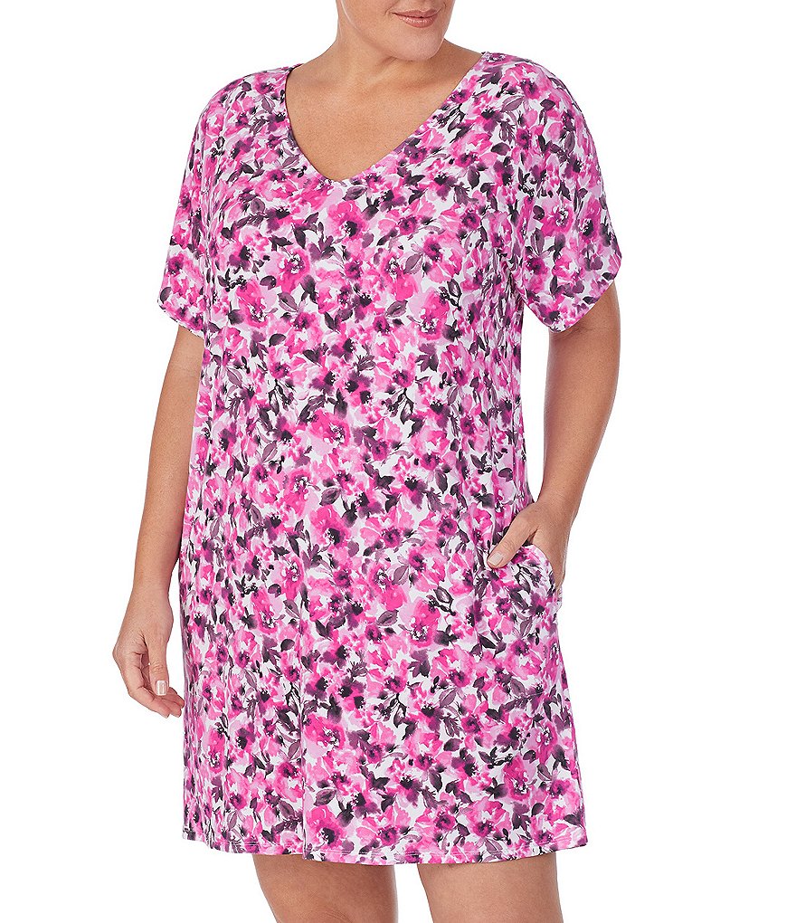 VAN WINKLE CO. Plus Solid Satin Maxi Chemise