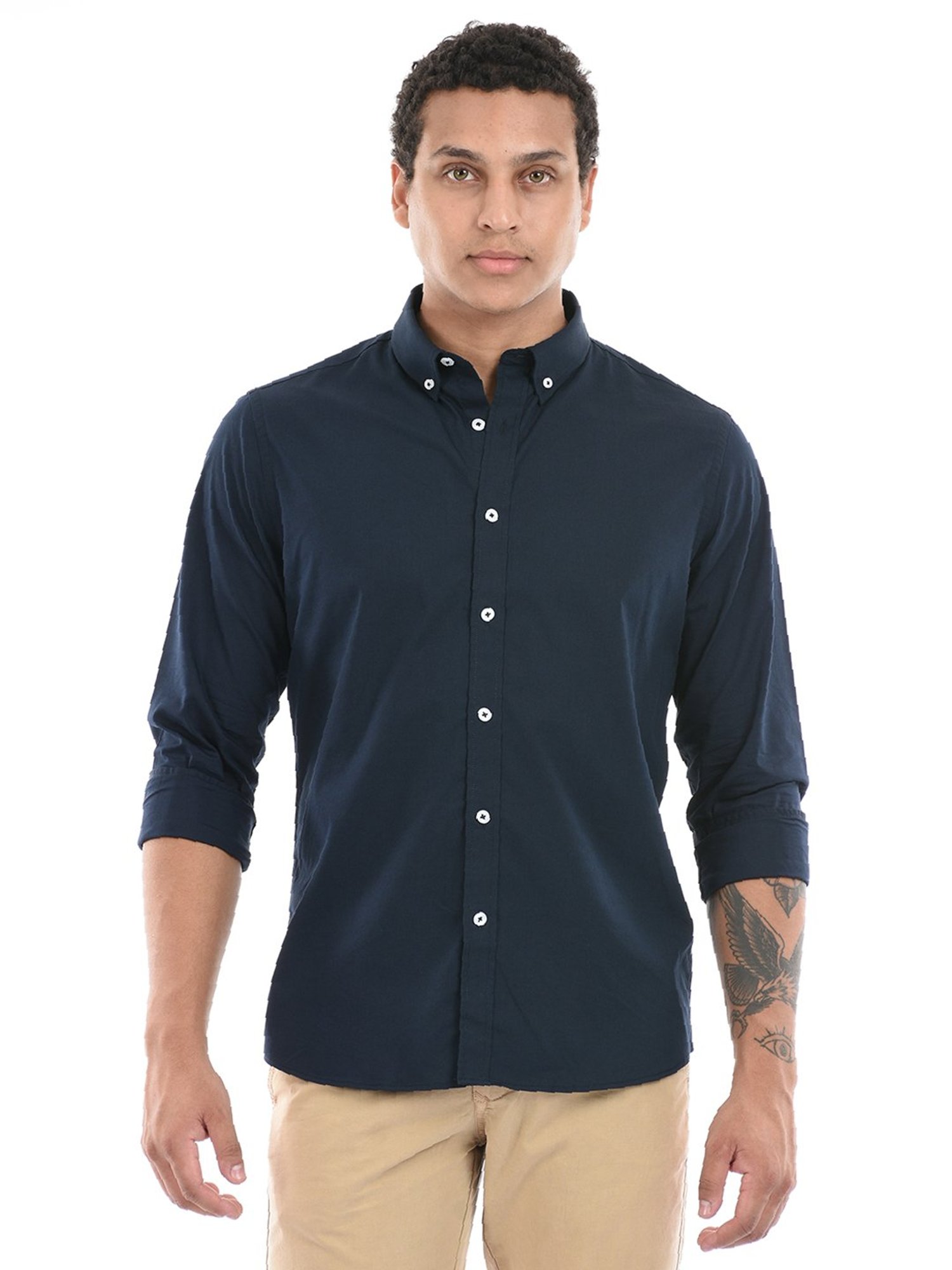 London Fog Navy Regular Fit Shirt