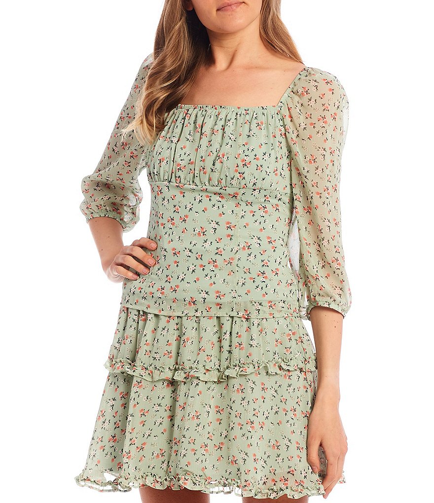 I.N. San Francisco Coordinating Puff Sleeve Floral Print Top