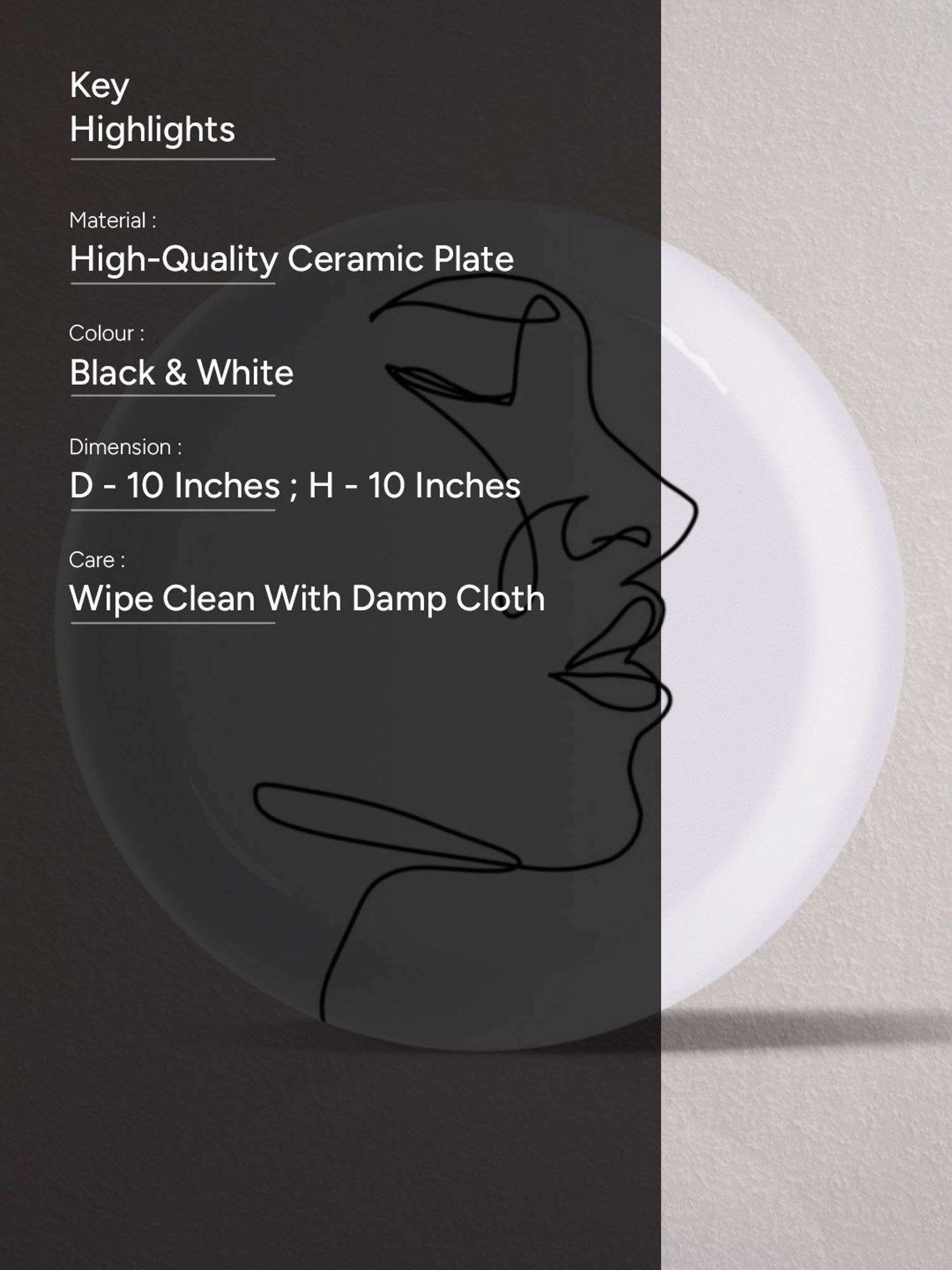 Nestroots Intertwined Elegance Black & White Porcelain&iquest;Decorative Wall Plate