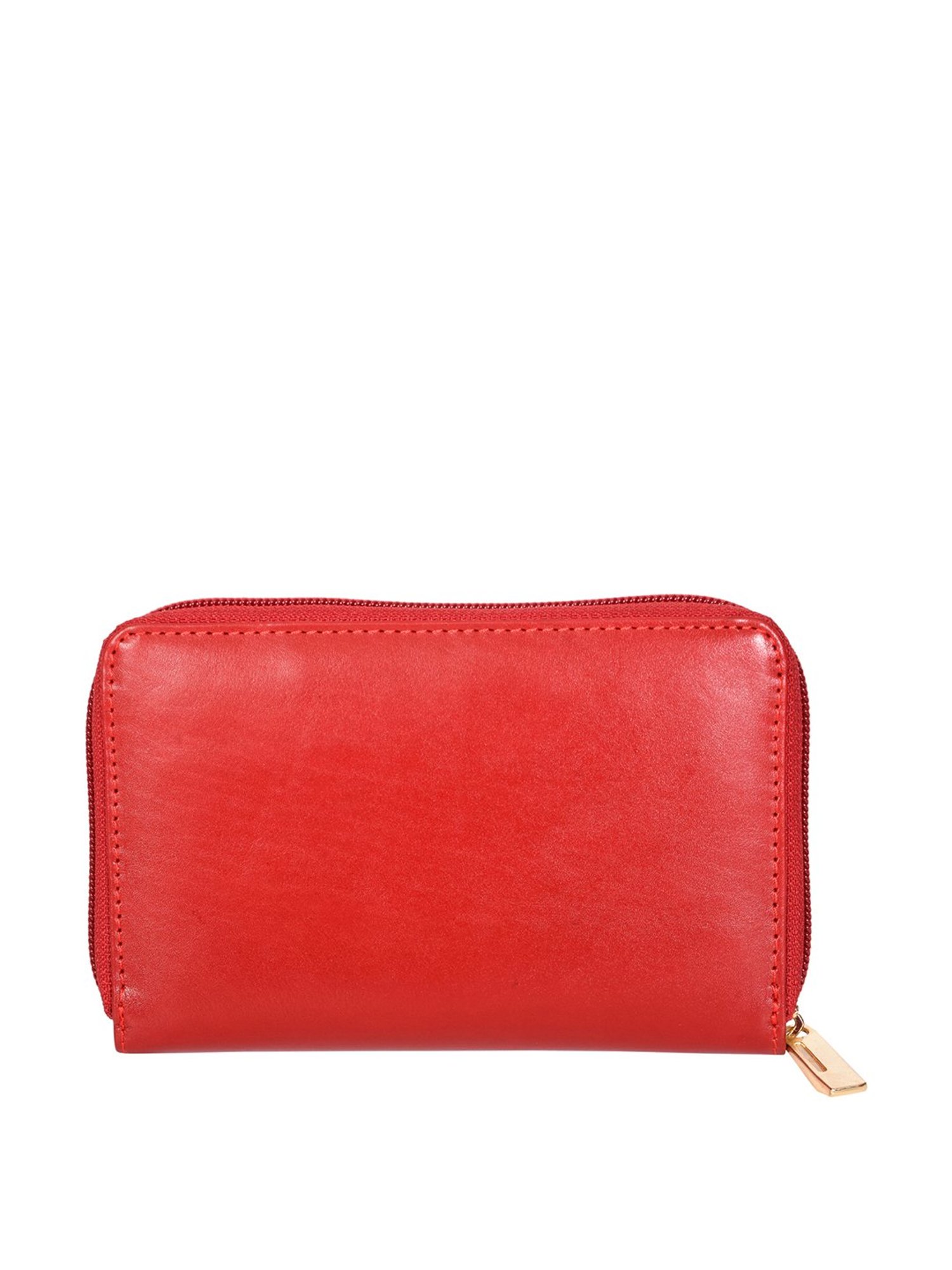 SASSORA Red Solid Rfid Zip Around Wallet for Women