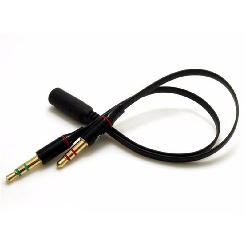 3.5mm Female To 2 Male Y Splitter Aux Audio Cable PC Headphone Earphone Mic Jack