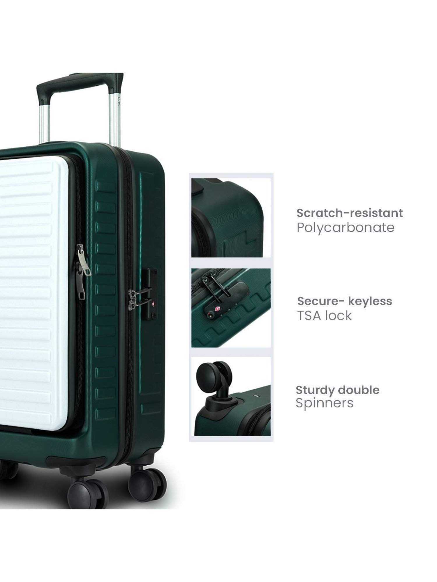 Assembly Green White Textured Cabin Trolley - 20 inch