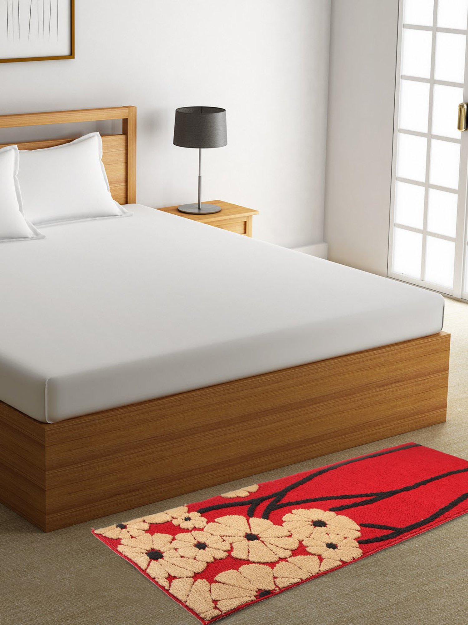 Romee Red Polyester Floral Runners