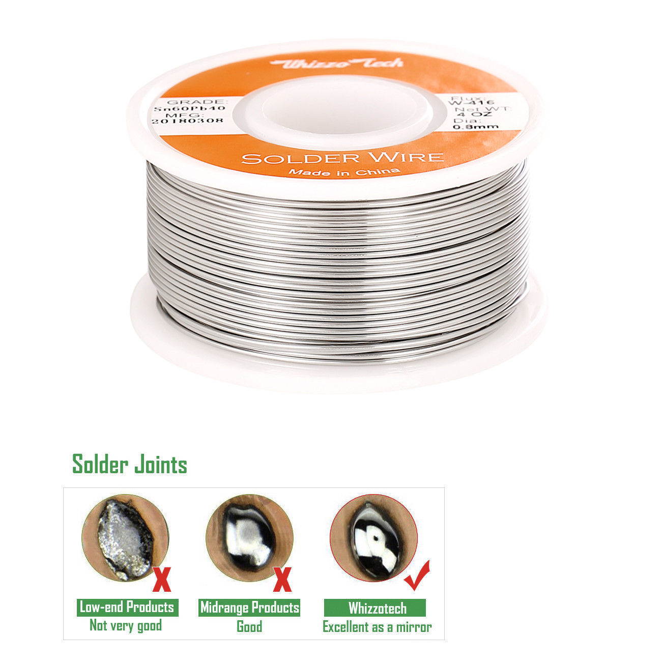 60/40 Rosin Core Solder Wire with Flux Soldering Sn60 Pb40 Flux .031"/0.8mm 4oz