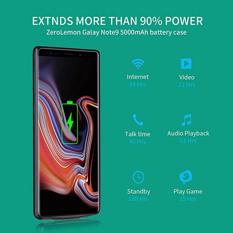 Case for Galaxy Note 9 ?5000mAh? Portable Rechargeable External Pack for Samsung Galaxy Note 9 Charger Case Slim Note 9 Protective Charging Case&mdash;&mdash;Black