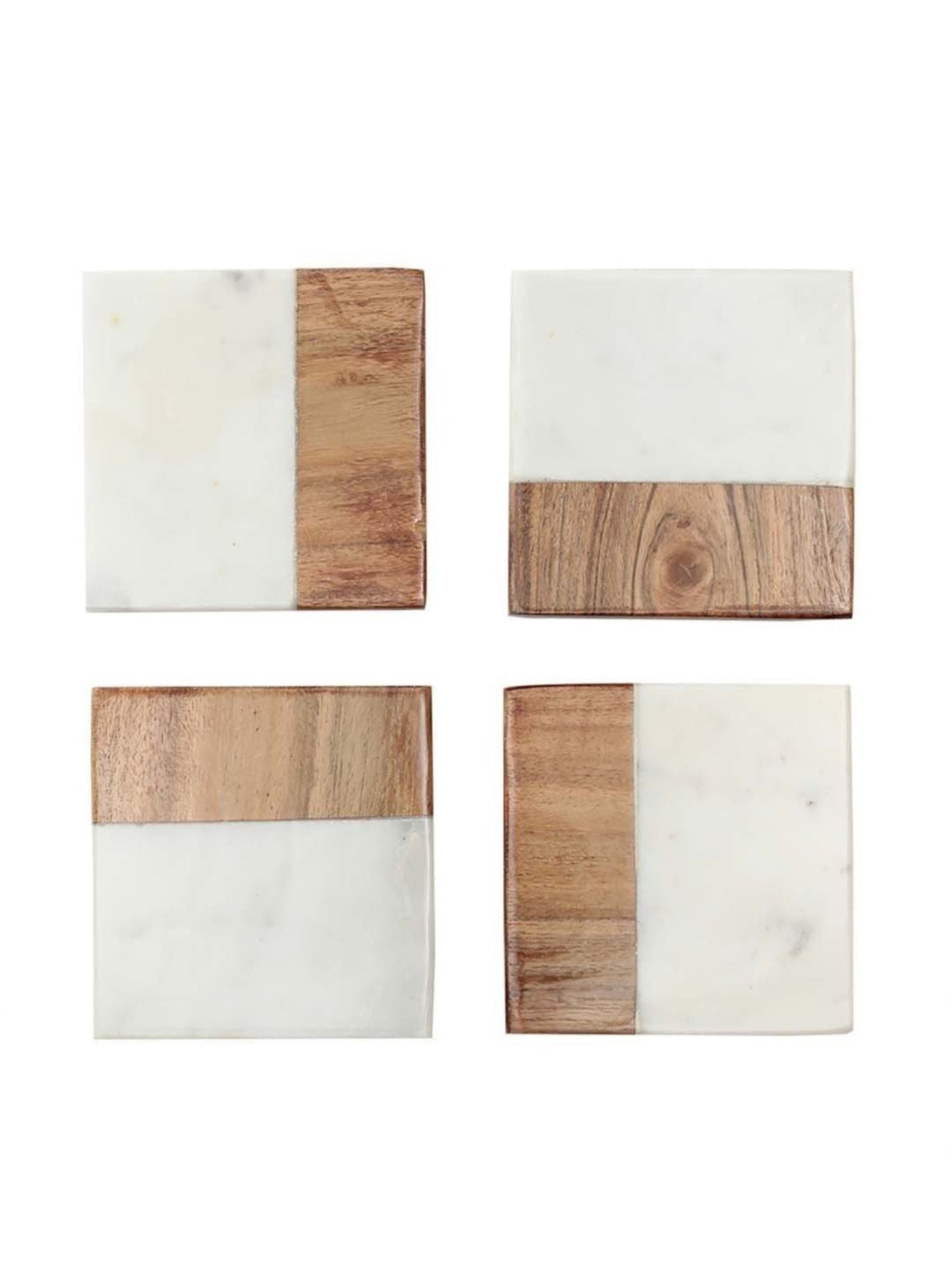 House This Beach White & Brown Marble Coaster - Set of 4