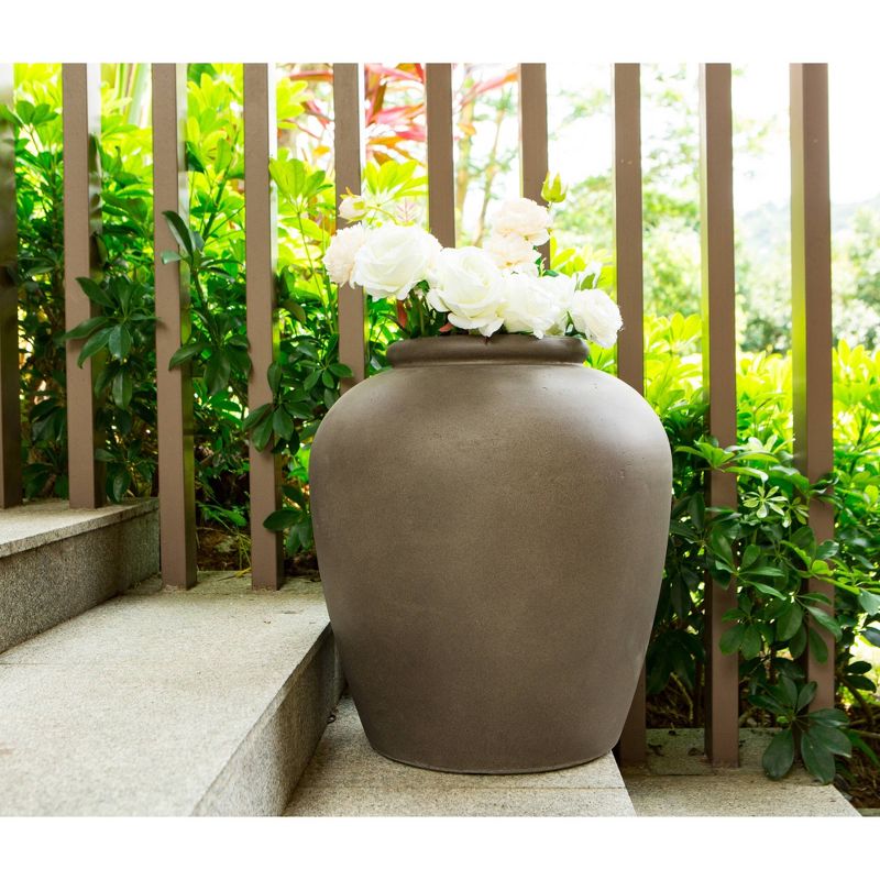 18.9" Kante Lightweight Outdoor Concrete Urn Planter Light Chocolate Brown - Rosemead Home & Garden, Inc.