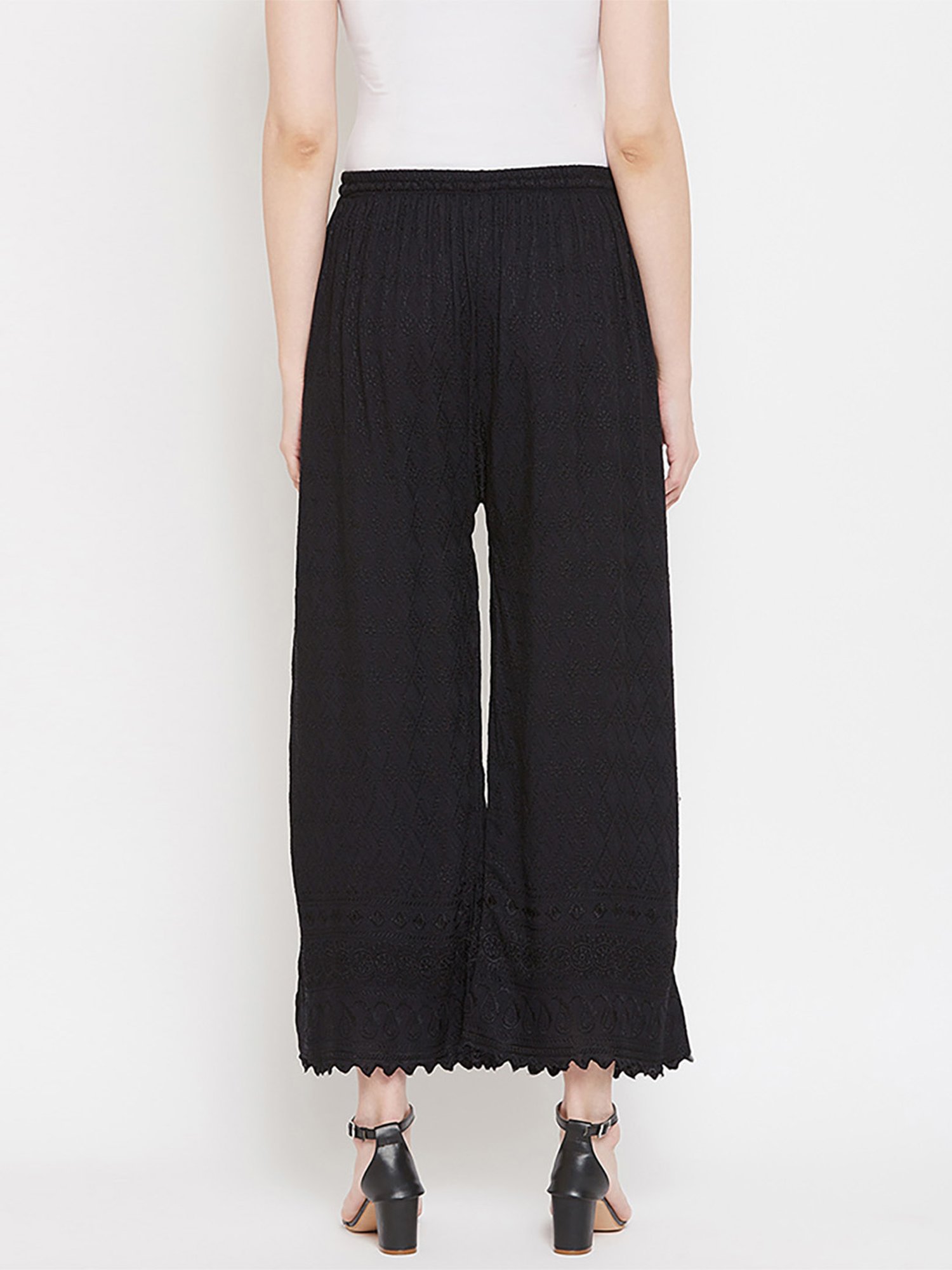 Castle Black Embroidered Palazzos