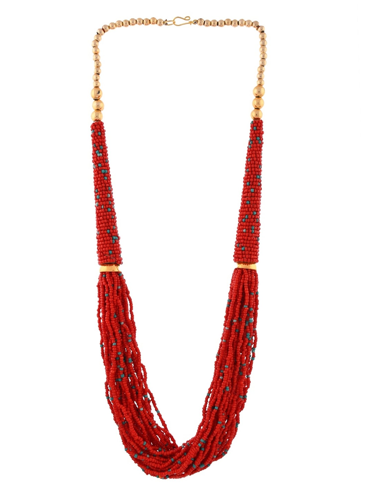 Imli Street Red Long Beaded Handcrafted Necklace