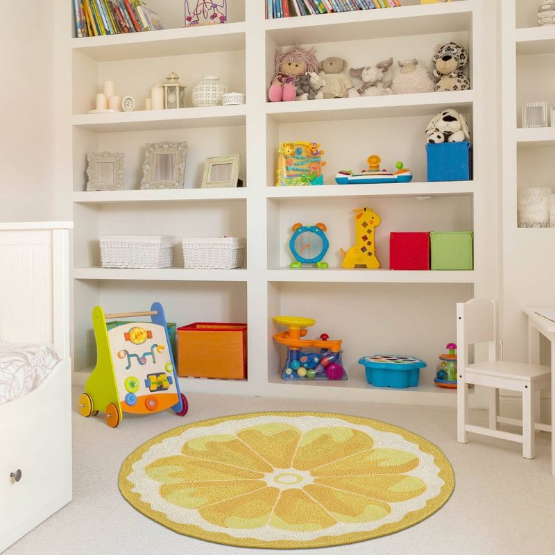 Yellow Lemon Slice Kitchen Rug (3' Round) - Liora Manne