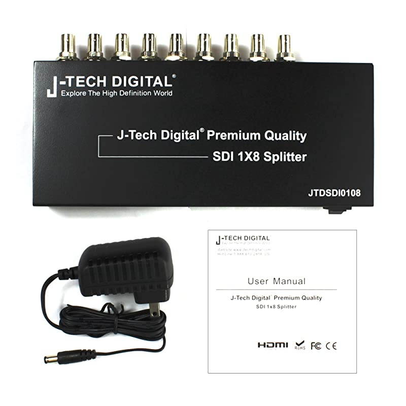 Premium Quality SDI Splitter 1x8 Supports SDSDI HDSDI 3GSDI up to 1320 Ft 1 Input and 8 outputs