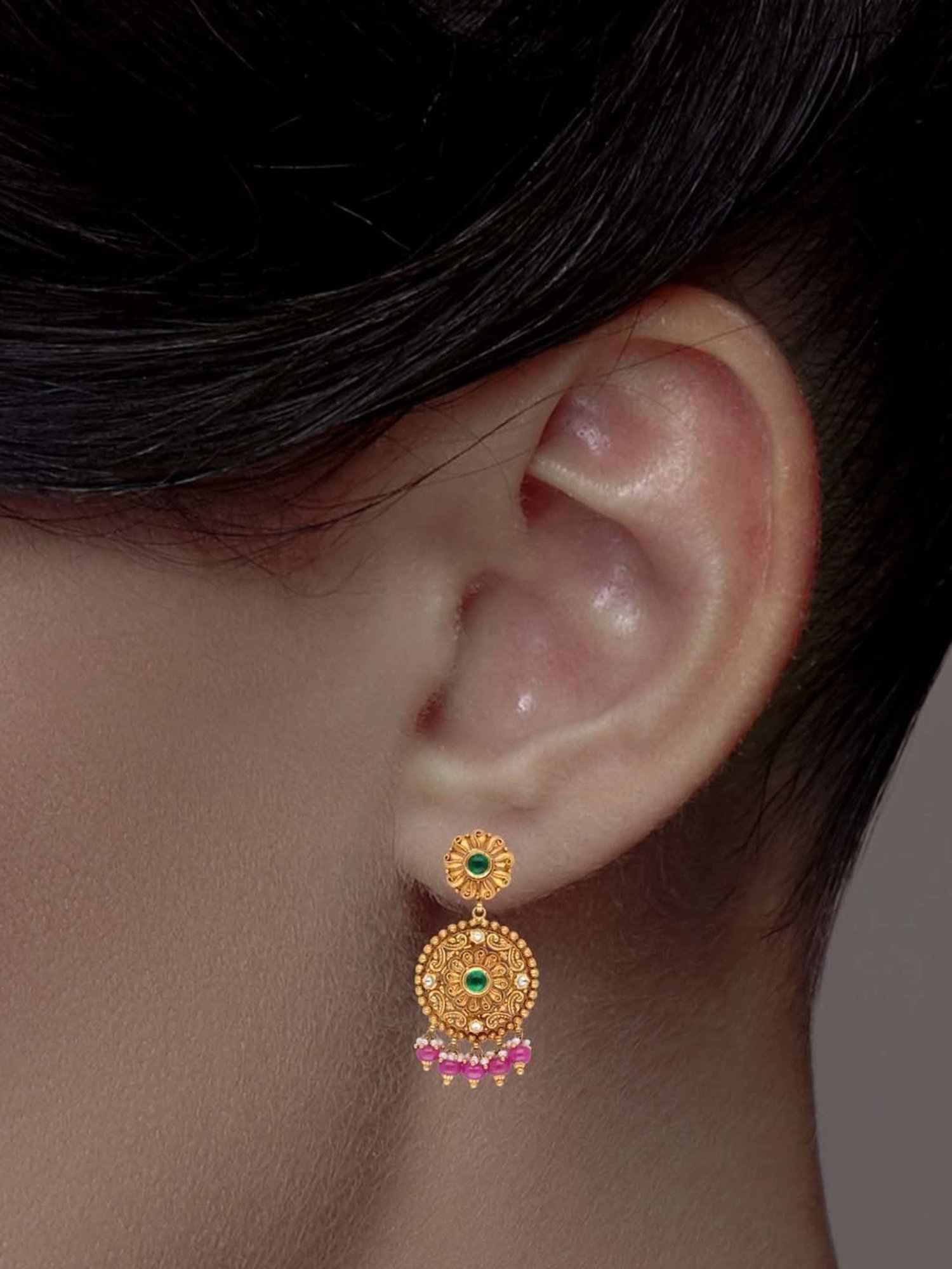 CKC Timeless Elegance: Heritage Gold Drops Set with Kundan and Stones