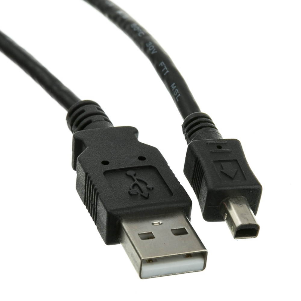 Cable Wholesale USB Type A Male / Mini-B Male Cable 4 Pin Black 6 ft