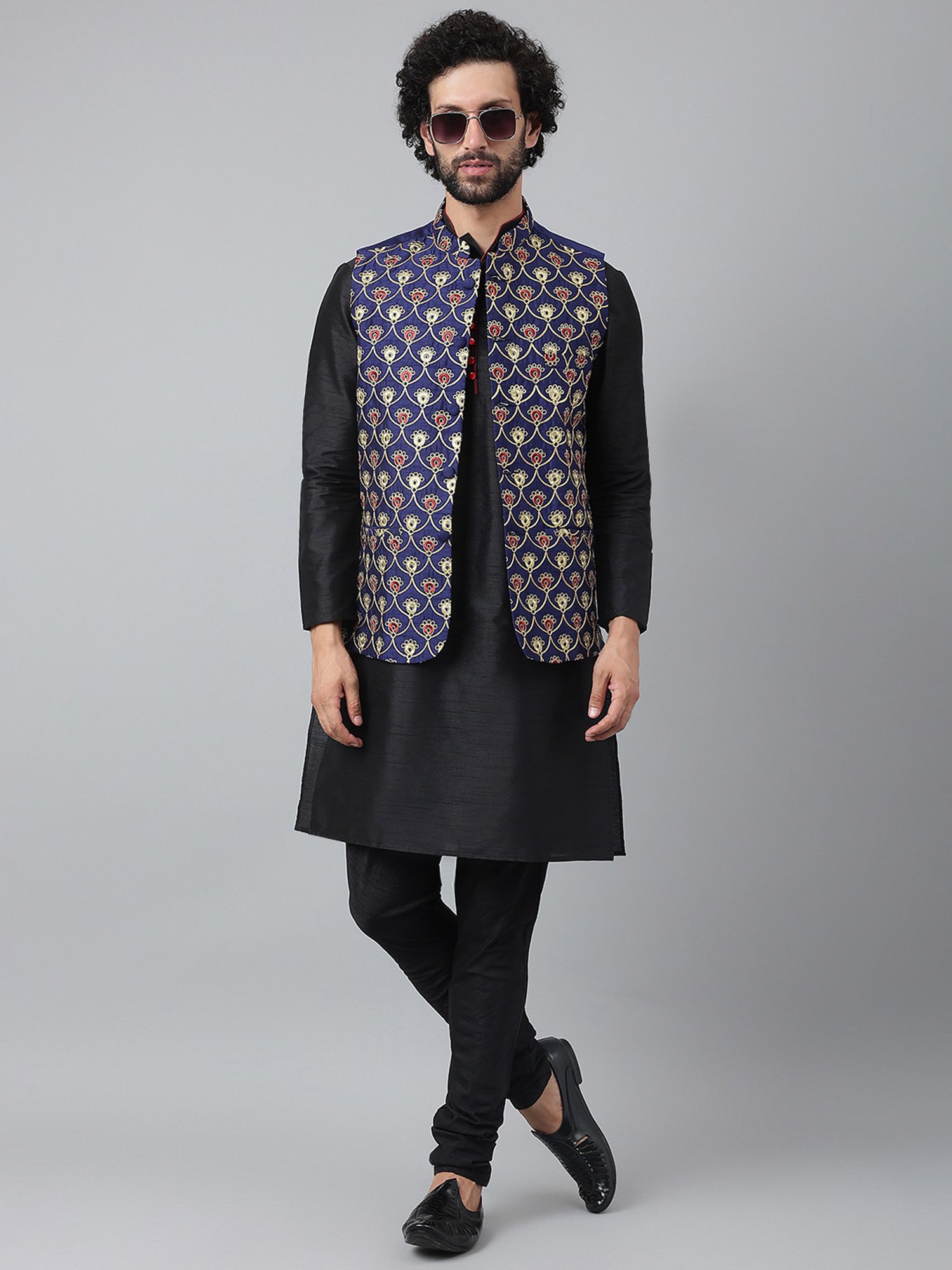 Hangup Royal Blue Mandarin Collar Nehru Jacket
