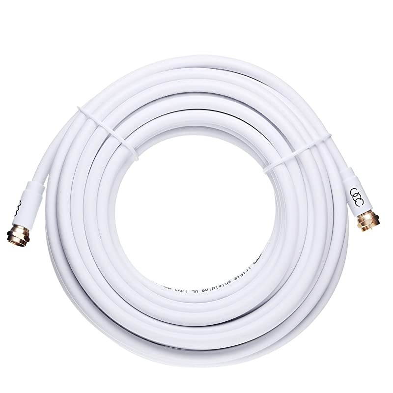 Cable Triple Shielded CL3 inWall Rated Gold Plated Connectors 12ft RG6 Digital Audio Video with Male F Connector Pin 12 Feet
