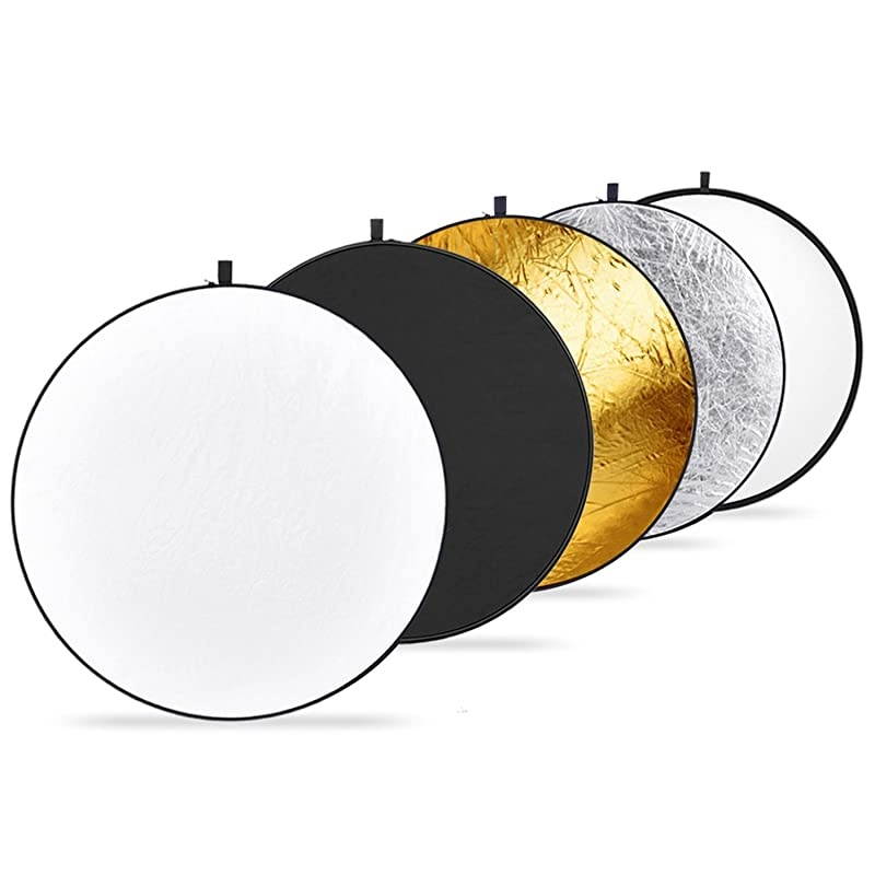 32-Inch 80CM Portable 5 in 1 Translucent, Silver, Gold, White, and Black Collapsible Round Multi Disc Light Reflector for Studio or any Photography Situation