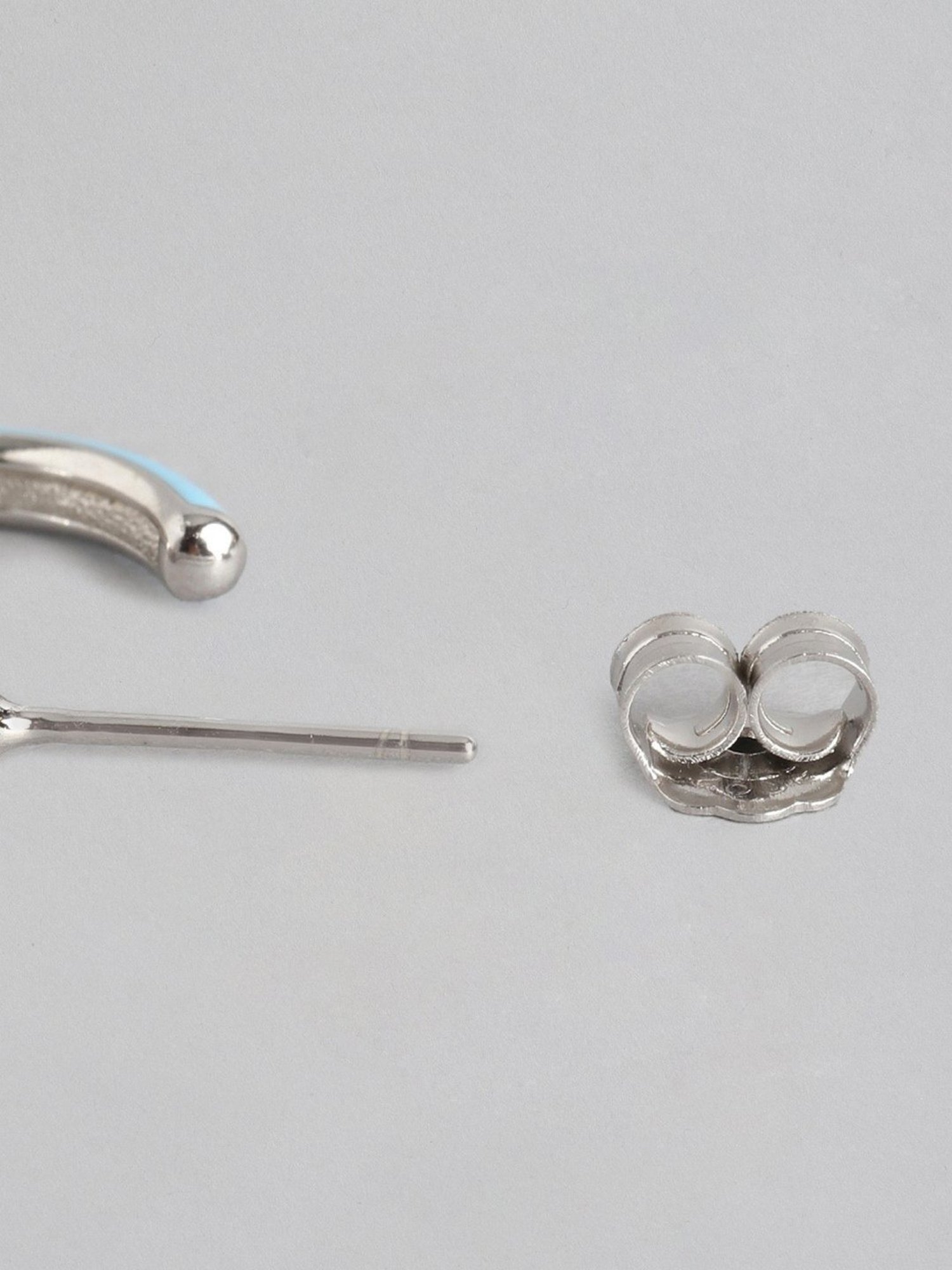 Zavya Half Blue Rhodium-Plated 92.5 Sterling Silver Hoop