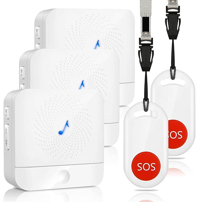 Caregiver Pager Wireless Patient Pager -  Personal Smart Call System SOS Call Buttons/Transmitters & Receivers, Nurse Calling Alert Patient Help System for Home/Elderly