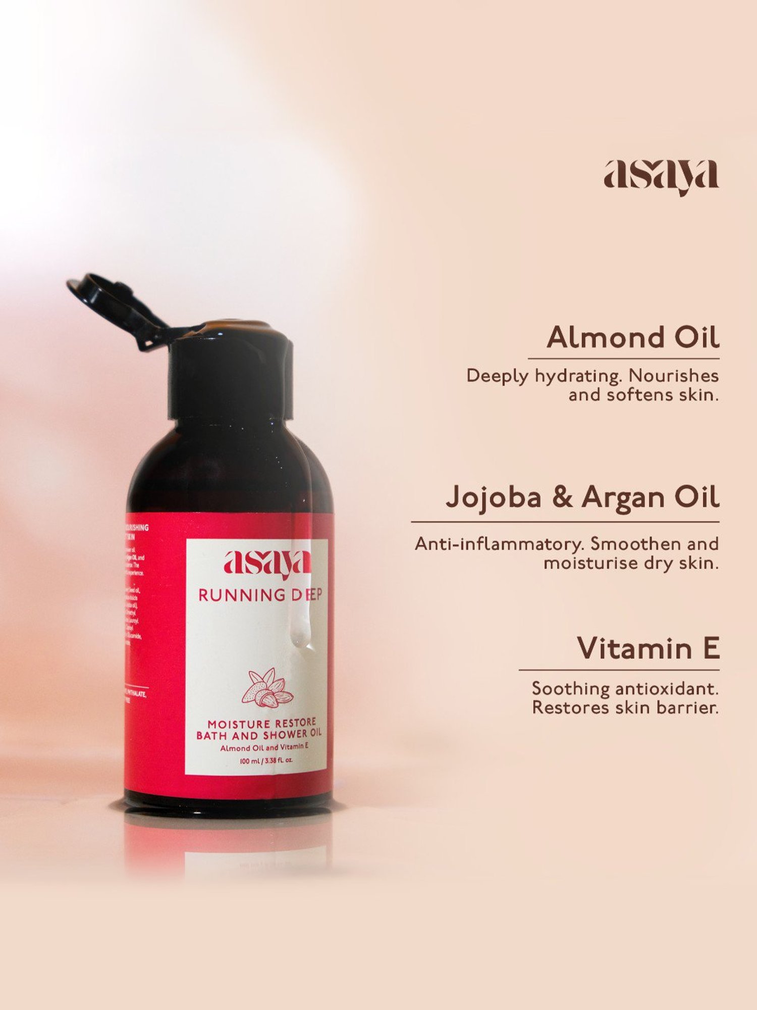 Asaya Almond Shower Body Cleansing Oil - 100 ml